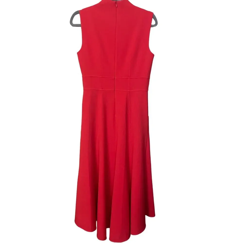 Eliza J  Red high low v neck fit and flare midi dress Size 4 holiday party - Picture 2 of 5